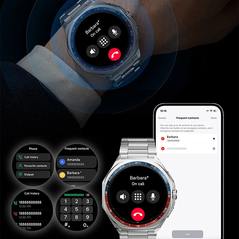 2025 Fashion 1.43"AMOLED Smart Watch Manufacturer for Man Aluminium Alloy Al Voice IP68 Waterproof BT Call IOS&Android Supported
