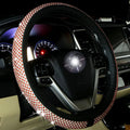 Crystal Leather Car Steering Wheel Covers Case Diamond For Women Ladies Steering Wheel Sleeve Universal Auto Handlebar Covers