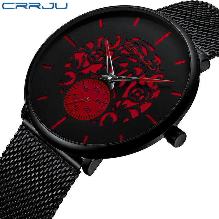 CRRJU 2150 Original Brand Men Watches New Trending Stainless Steel Wristwatches Waterproof Chronograph Quartz Watch for Male Uhr