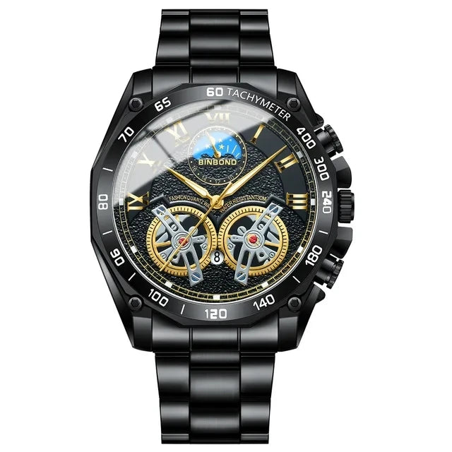 Binbond 4833 B4833 Business Fashion Man Quartz Wristwatch Luxury Stainless Steel Men's Watch Multi Functional Men's Wrist Watch