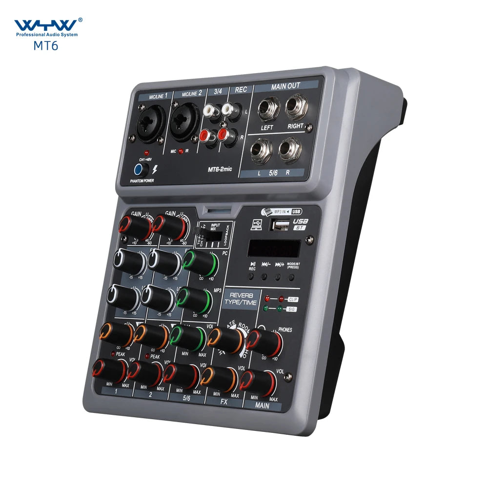 DJ Live Sound 4 Channels Portable Mini Audio Mixer Console with Bluetooth MP3 USB