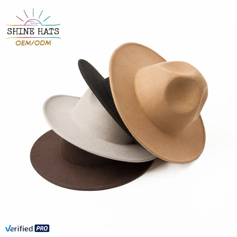 2025 Shinehats OEM Vintage Colorful Wholesale 100% Australian Wool Felt Hat Custom Logo Design Wide Brim Women Fedora Hat