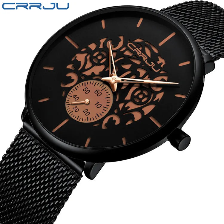 CRRJU 2150 Original Brand Men Watches New Trending Stainless Steel Wristwatches Waterproof Chronograph Quartz Watch for Male Uhr