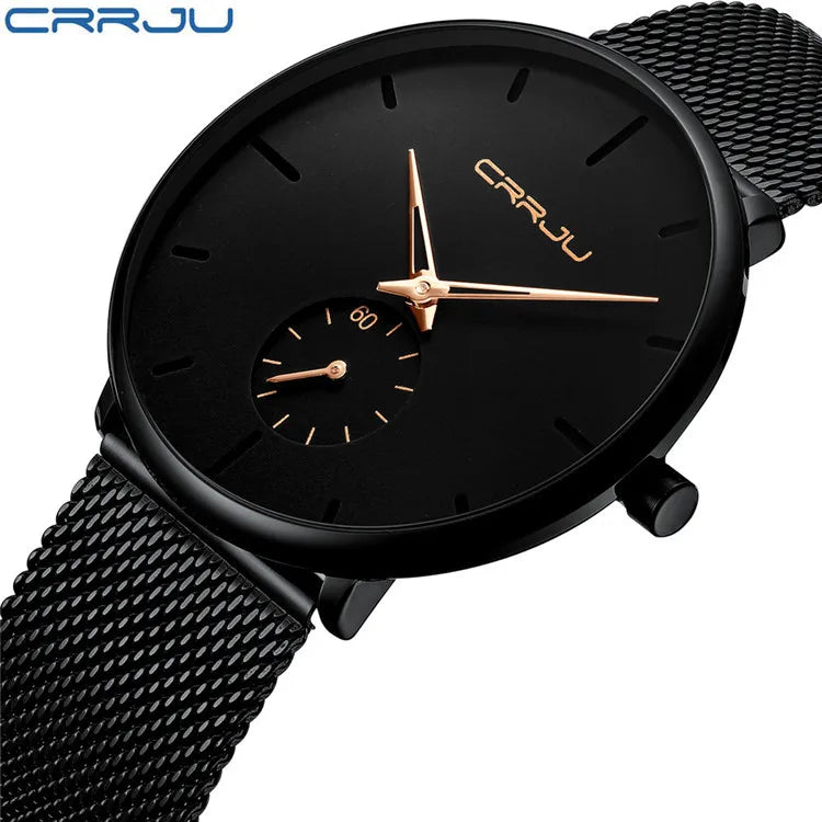 CRRJU 2150 Original Brand Men Watches New Trending Stainless Steel Wristwatches Waterproof Chronograph Quartz Watch for Male Uhr