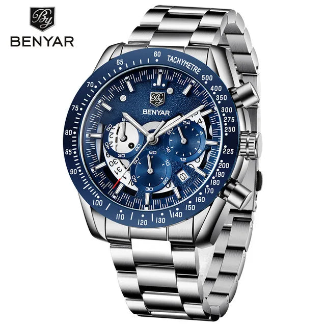 BENYAR Custom Logo Watch 5120 Classic Business Full Steel Watches Men Wrist Luxury New Quartz Male Wristwatches Montre Homme