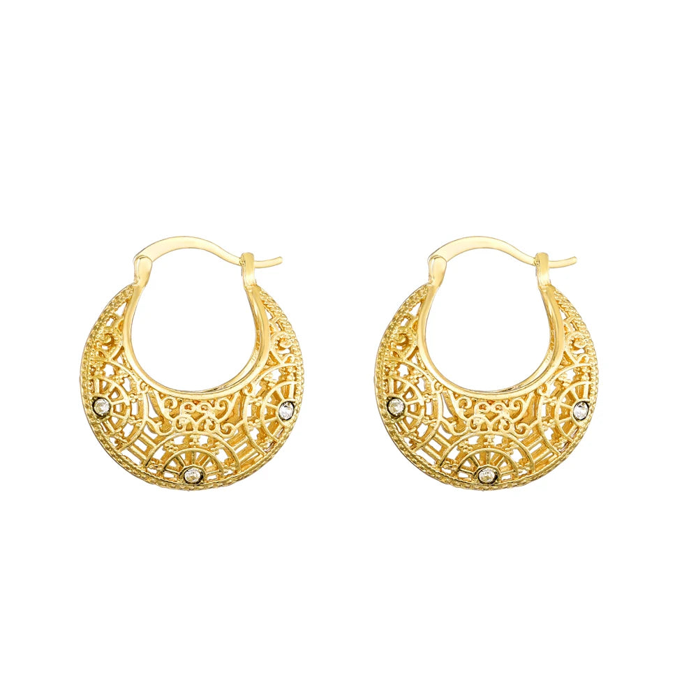 Ethlyn Vintage Style Africa Earrings for Women Gold Color Clip Earrings Girl,Ethiopian Jewelry Arab Middle East Gift E73