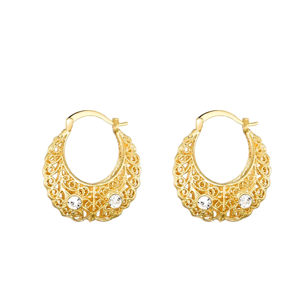 Ethlyn Vintage Style Africa Earrings for Women Gold Color Clip Earrings Girl,Ethiopian Jewelry Arab Middle East Gift E73