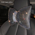 1PC Diamond Crystal Bowknot Car Neck Pillow Rhinestone Auto Headrest Seat Support Waist Pillows Bling Car Accessories for Women