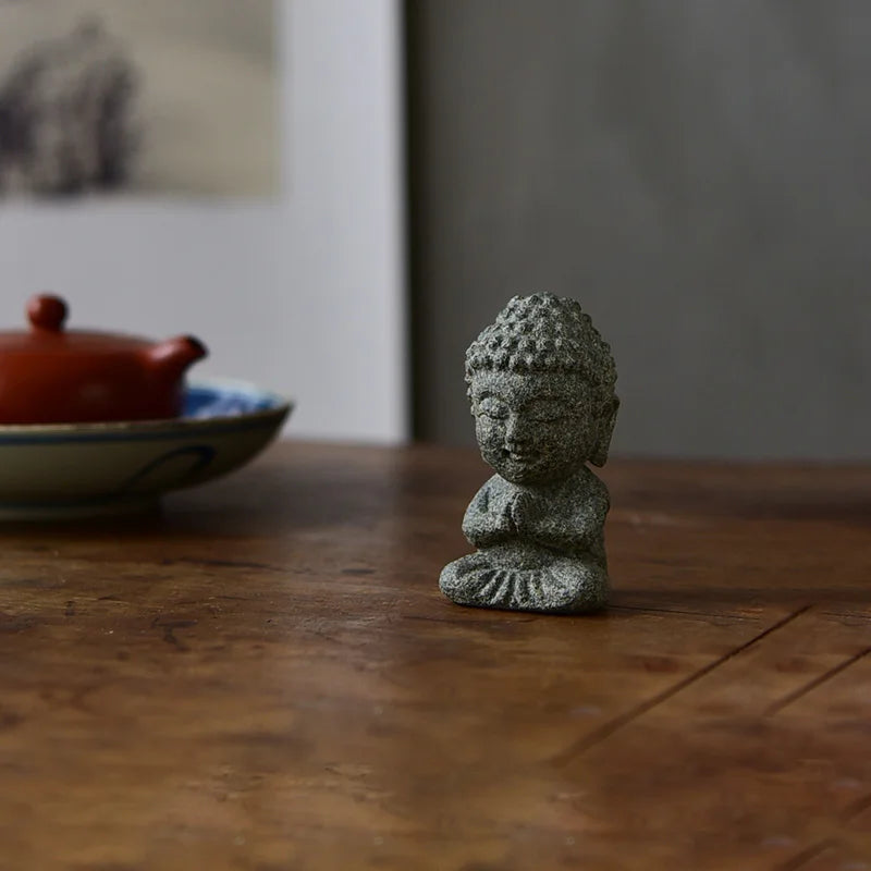 Buddha Statue Granite Sculpture Handmade Figurine Meditation Miniatures Ornament Home Decoration Crafts Creative Culture Gifts