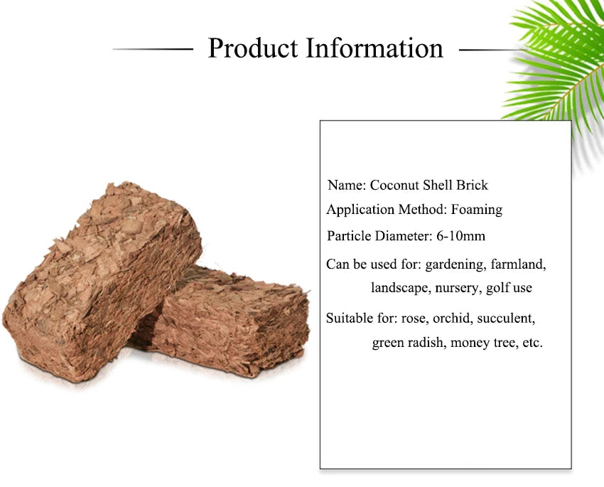 500g Green Natural Plant Coconut Shell Brick Universal Organic Nutrient Soil Coarse Grain Coconut Brick For Garden Vegetable