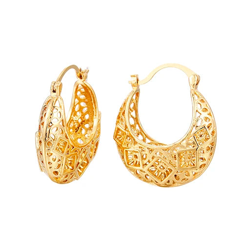Ethlyn Vintage Style Africa Earrings for Women Gold Color Clip Earrings Girl,Ethiopian Jewelry Arab Middle East Gift E73