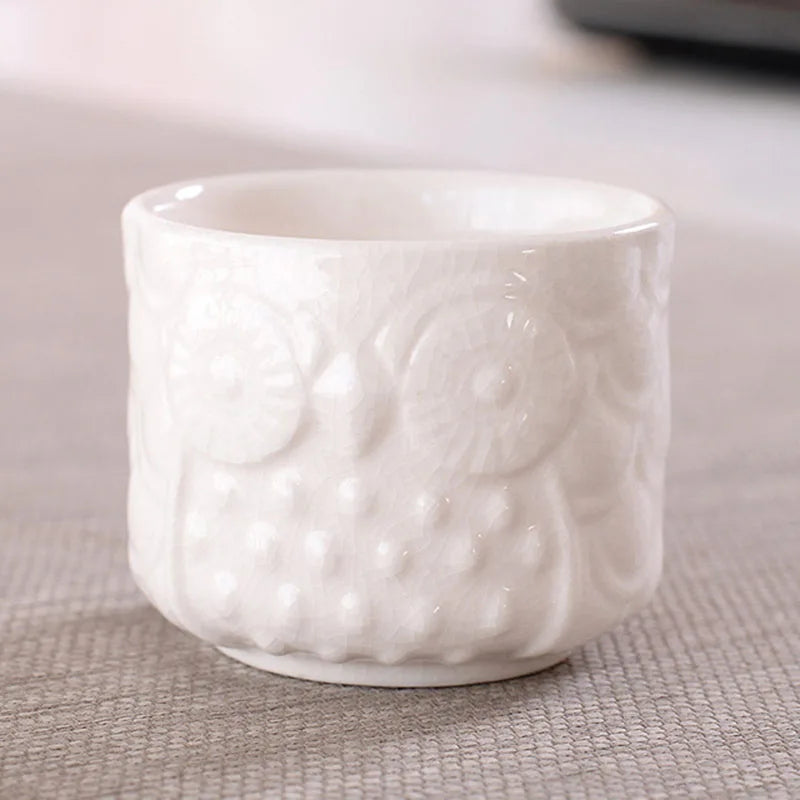 Ceramic Thumb Flowerpot Owl Succulent Plant Pot Kiln Flow Glaze Breathable Pot Small Vase for Desktop Ornaments Home Decor