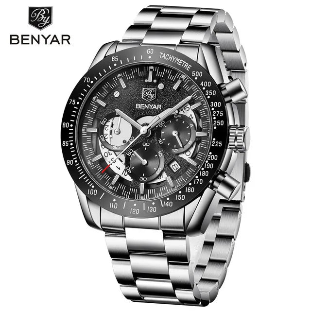 BENYAR Custom Logo Watch 5120 Classic Business Full Steel Watches Men Wrist Luxury New Quartz Male Wristwatches Montre Homme