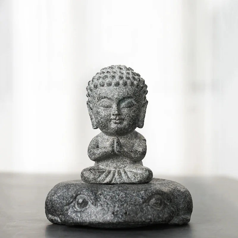 Buddha Statue Granite Sculpture Handmade Figurine Meditation Miniatures Ornament Home Decoration Crafts Creative Culture Gifts