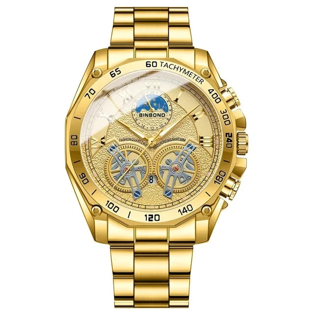 Binbond 4833 B4833 Business Fashion Man Quartz Wristwatch Luxury Stainless Steel Men's Watch Multi Functional Men's Wrist Watch