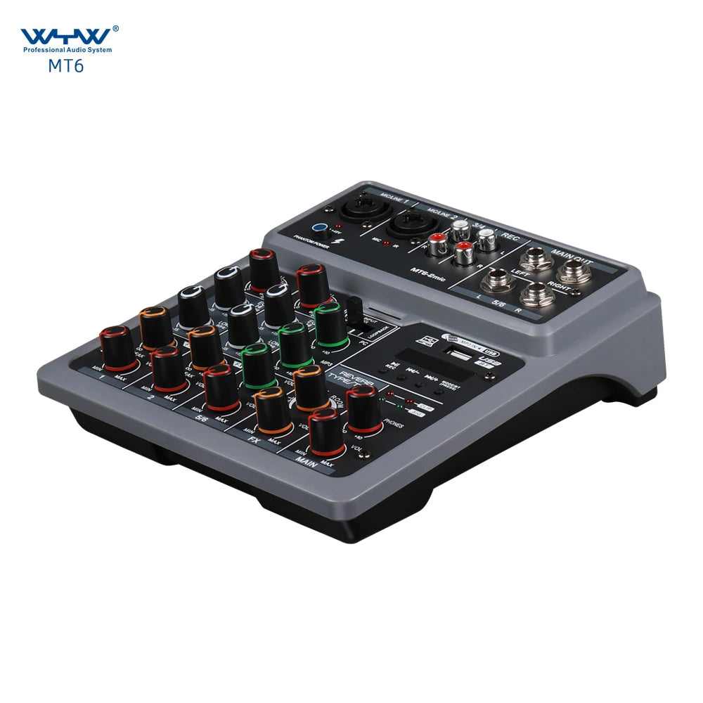 DJ Live Sound 4 Channels Portable Mini Audio Mixer Console with Bluetooth MP3 USB