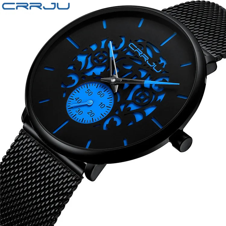 CRRJU 2150 Original Brand Men Watches New Trending Stainless Steel Wristwatches Waterproof Chronograph Quartz Watch for Male Uhr