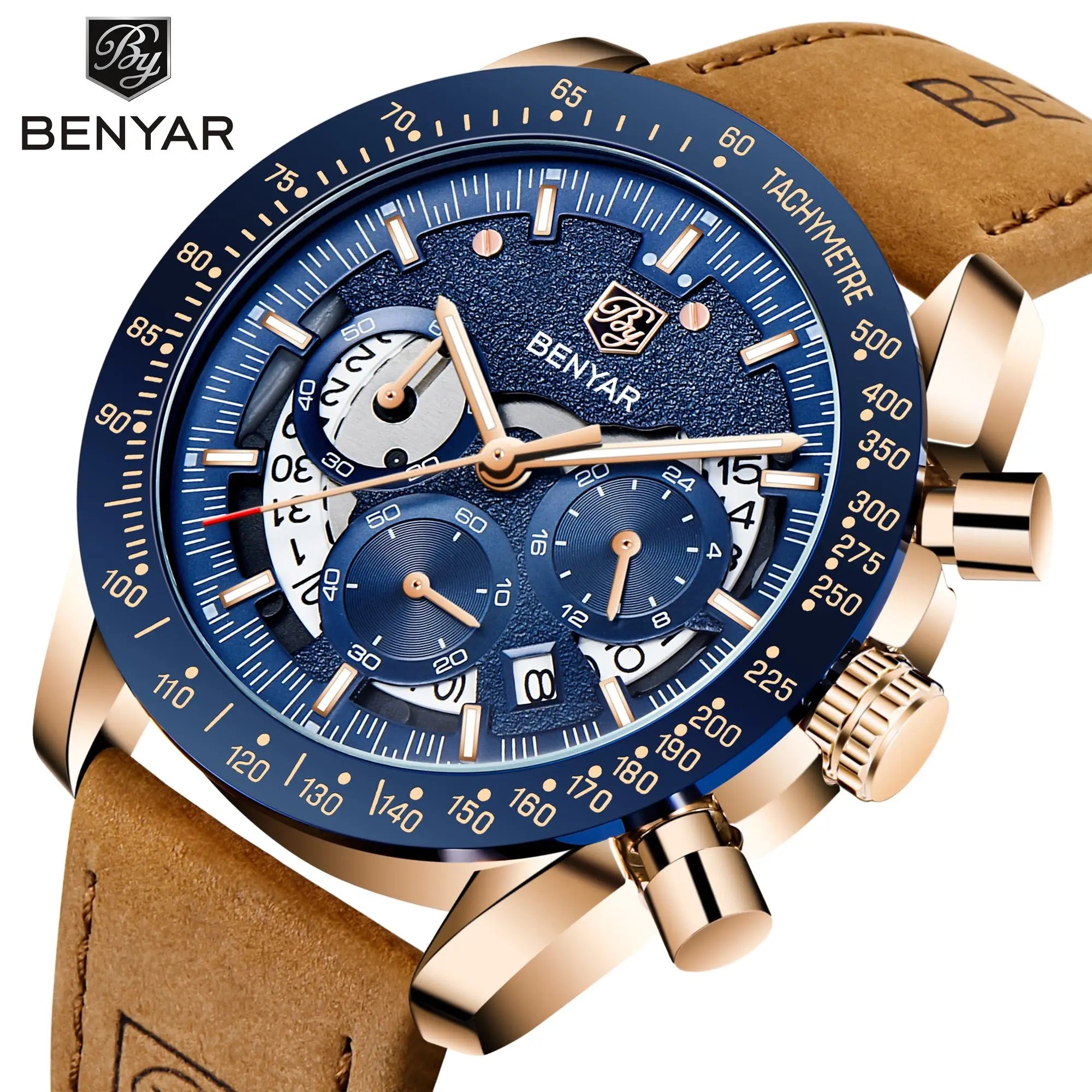 BENYAR Custom Logo Watch 5120 Classic Business Full Steel Watches Men Wrist Luxury New Quartz Male Wristwatches Montre Homme