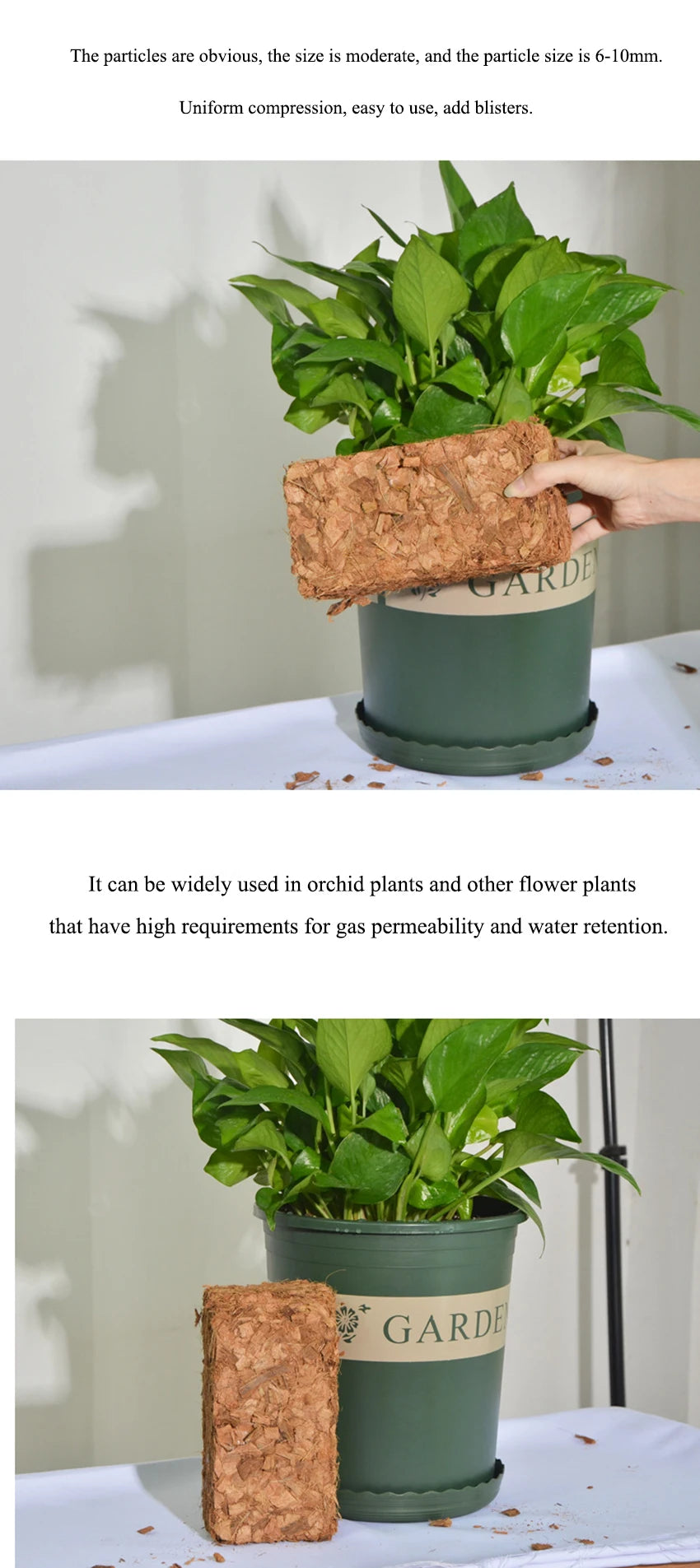 500g Green Natural Plant Coconut Shell Brick Universal Organic Nutrient Soil Coarse Grain Coconut Brick For Garden Vegetable