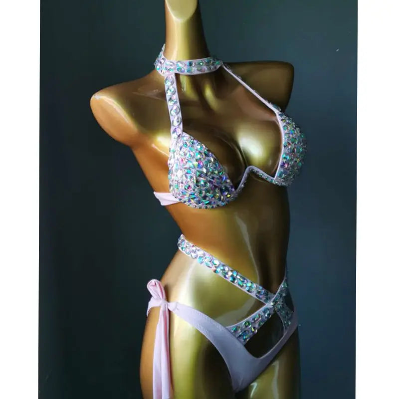 2021 venus vacation new diamond bikini set sexy women swimwear rhinestone bathing suit bling stones swimsuit crystal bikini