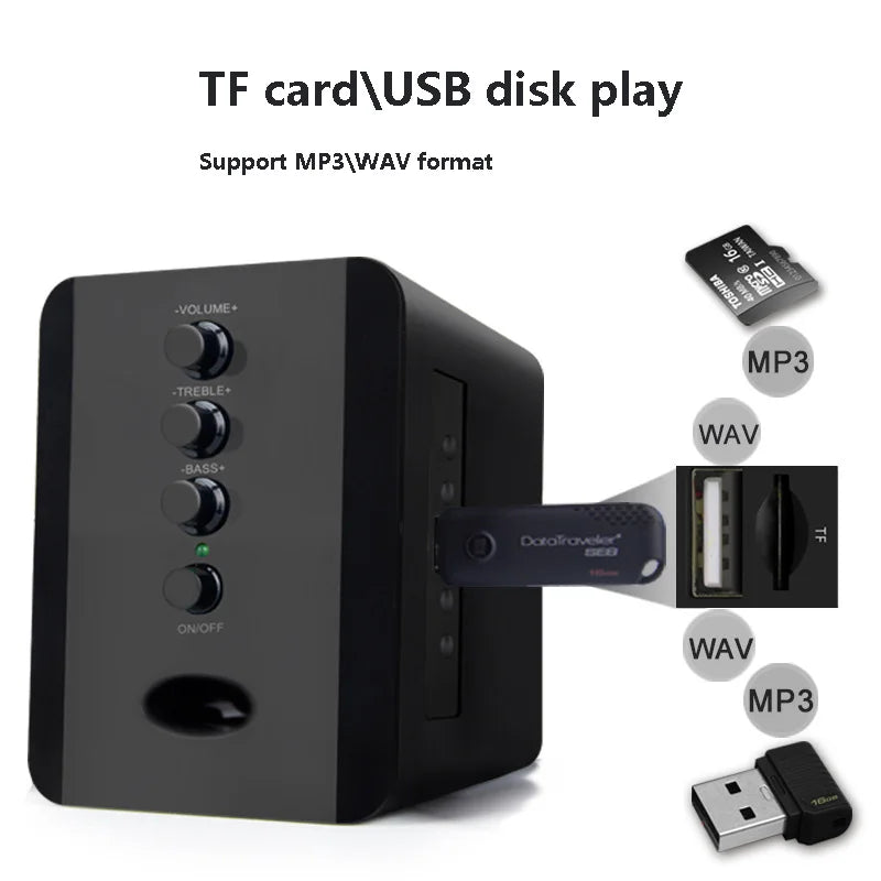 Bluetooth Wireless 2.1 3 Channel Bass Combination Compurtur Speaker Subwoofer 3.5mm Jack Music Loud Support FM TF USB