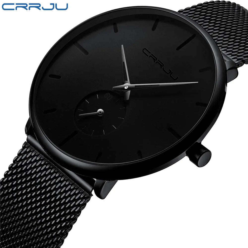 CRRJU 2150 Original Brand Men Watches New Trending Stainless Steel Wristwatches Waterproof Chronograph Quartz Watch for Male Uhr