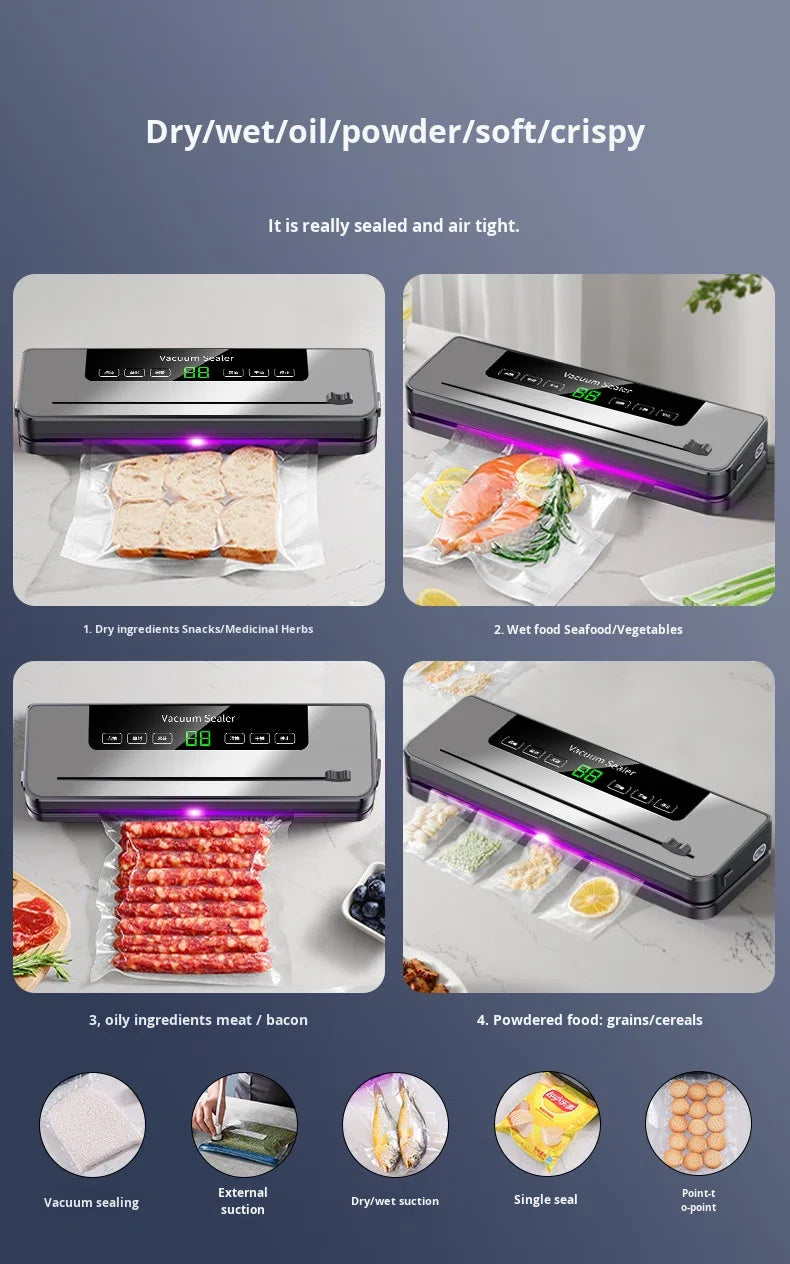 Commercial Food Sealing Machine External Suction Fast-pumping One-click-lock for Plastic Package Vacuum Packing Bulk Supply Use