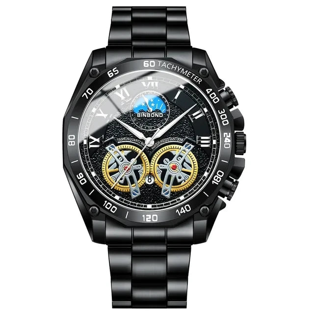 Binbond 4833 B4833 Business Fashion Man Quartz Wristwatch Luxury Stainless Steel Men's Watch Multi Functional Men's Wrist Watch