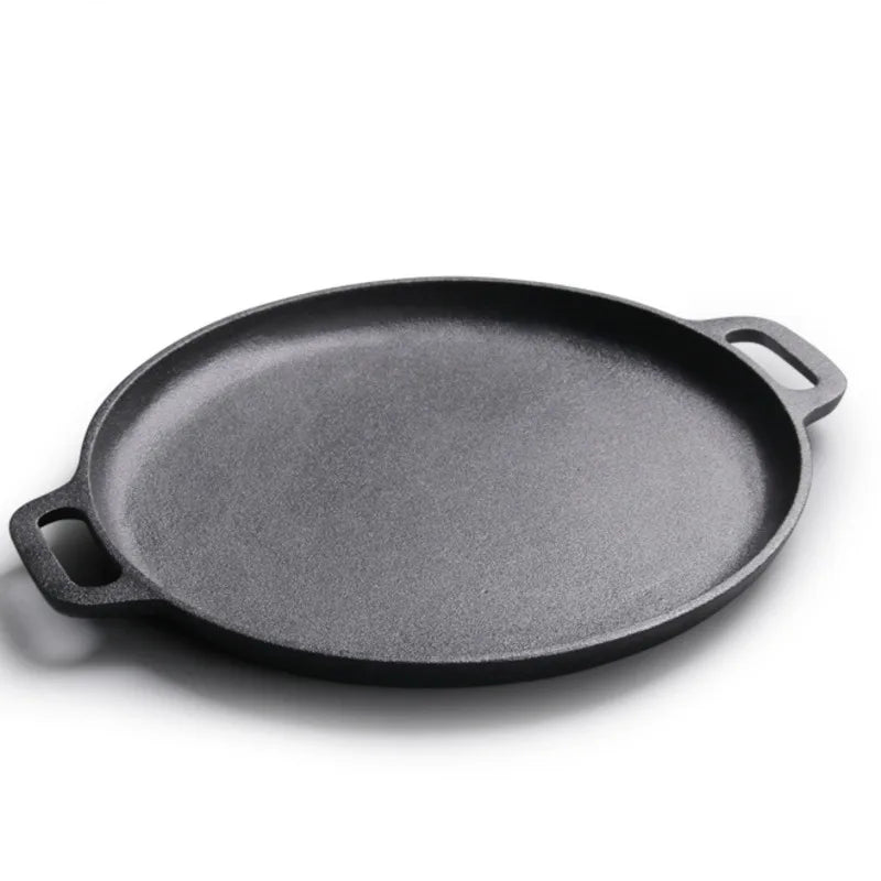 Cast Iron Skillet Pan Pancake Pizza Pan Thickened Oyster Raw Steak Pork Chicken Vegetables Cooking Pot Kitchen Outdoor BBQ Grill