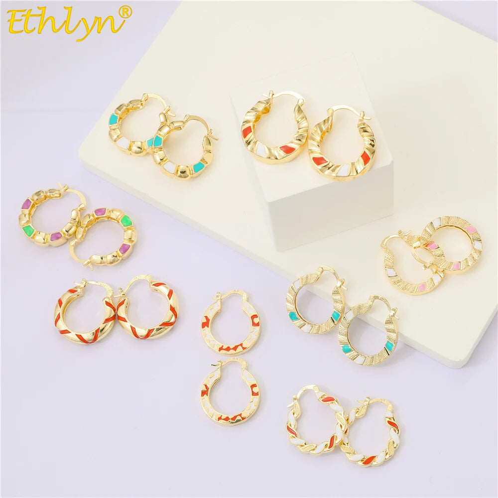 Ethlyn Vintage Style Africa Earrings for Women Gold Color Clip Earrings Girl,Ethiopian Jewelry Arab Middle East Gift E73