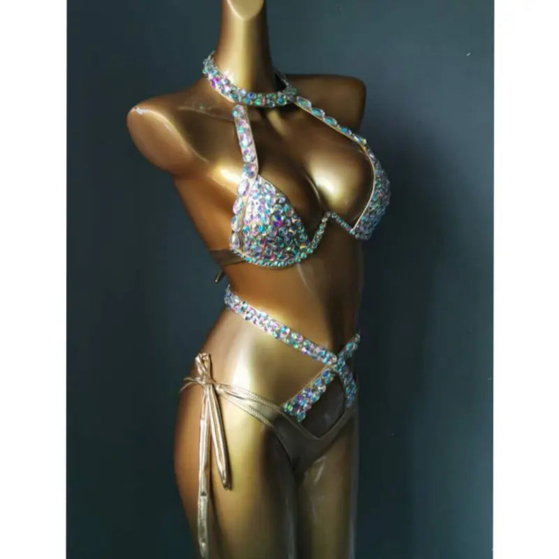 2021 venus vacation new diamond bikini set sexy women swimwear rhinestone bathing suit bling stones swimsuit crystal bikini