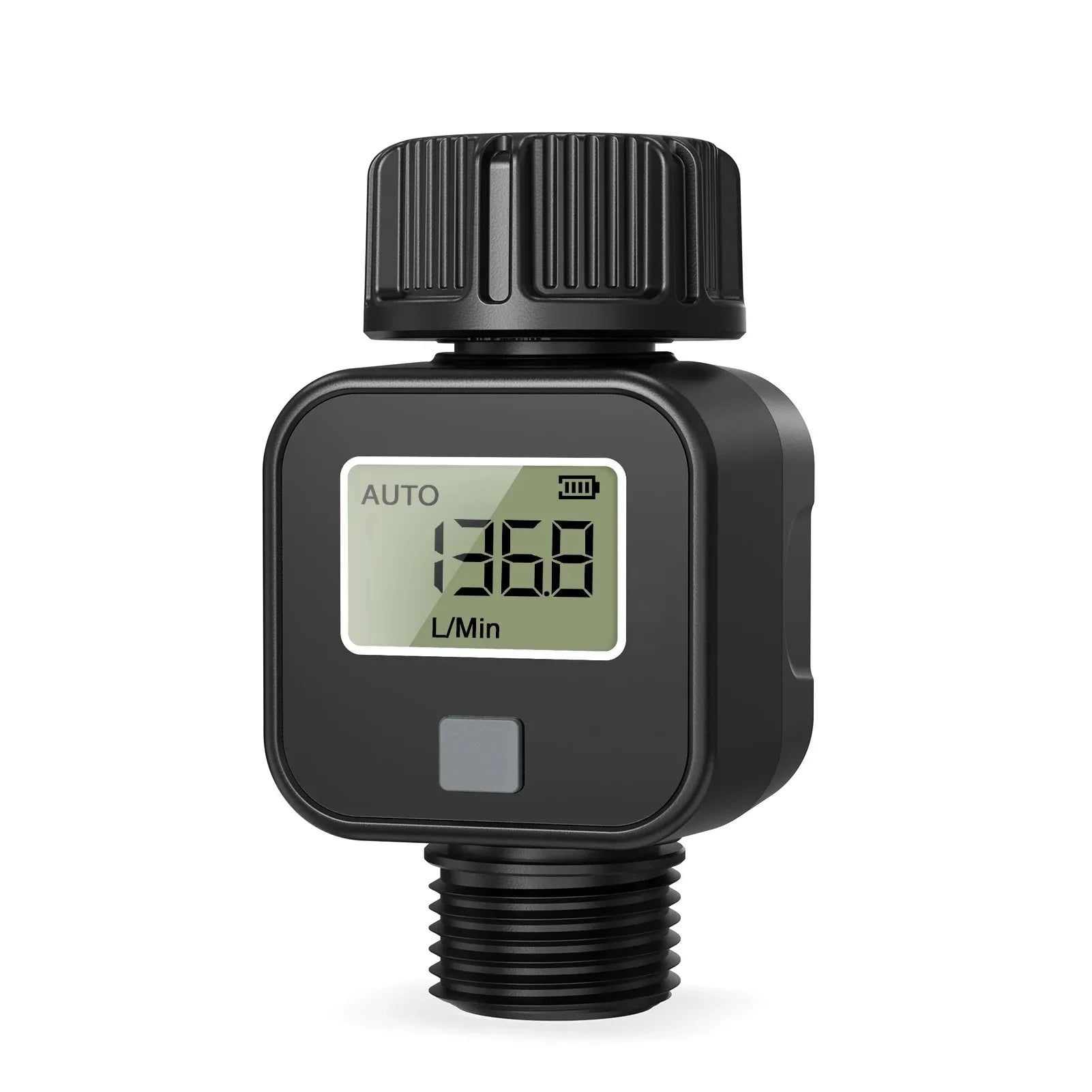 Battery Powered Garden Hose Flow Meter Digital LCD GPM LPM 0.5-8Bar Instant Water Usage Recorder for Irrigation