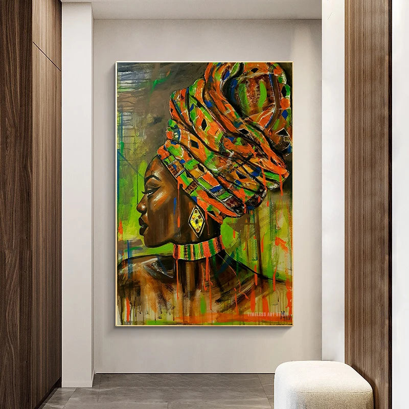 African Black Woman Graffiti Art Posters And Prints Abstract African Girl Canvas Paintings On The Wall Art Pictures Wall Decor
