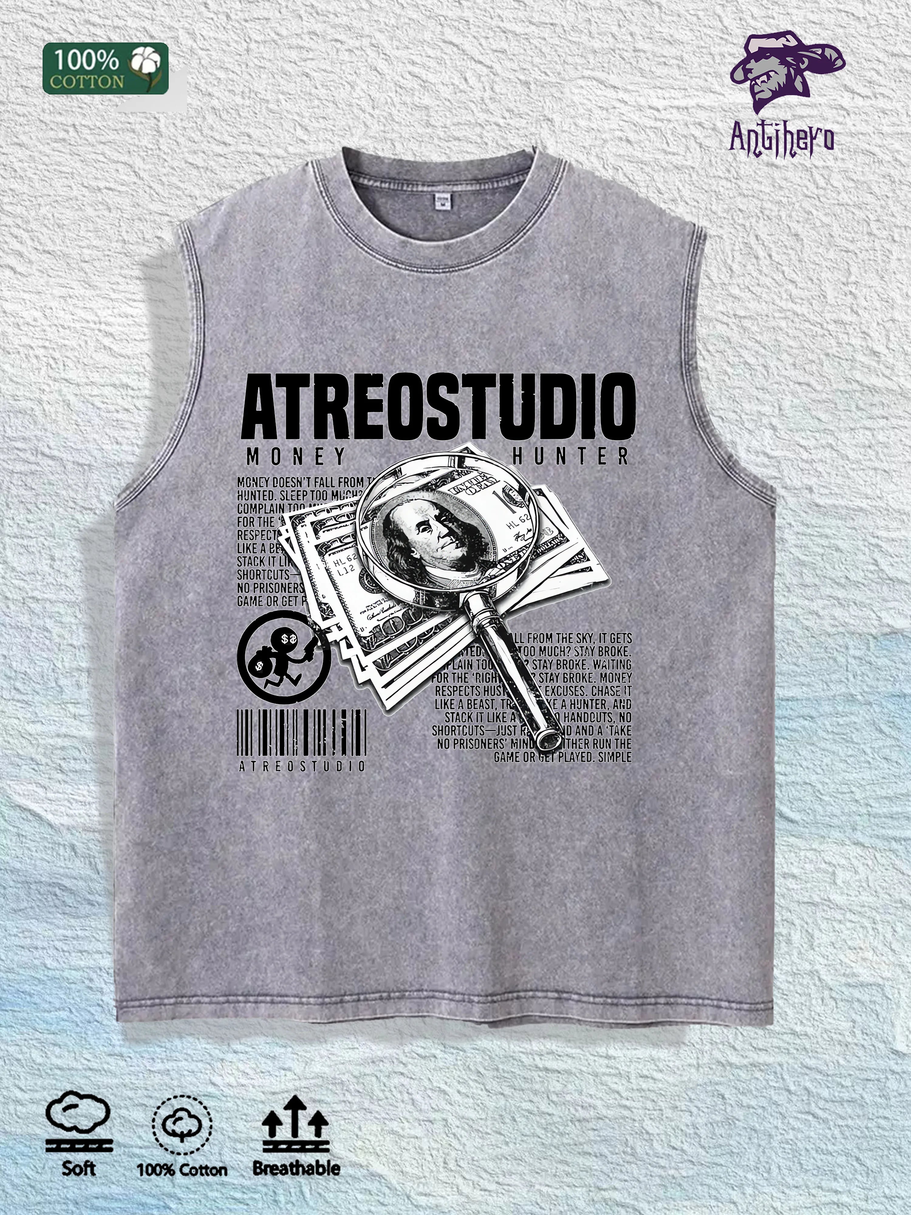 Antihero Atreostudio Money Hunter Tank Top 100% Cotton US Warehouse 7 Colors