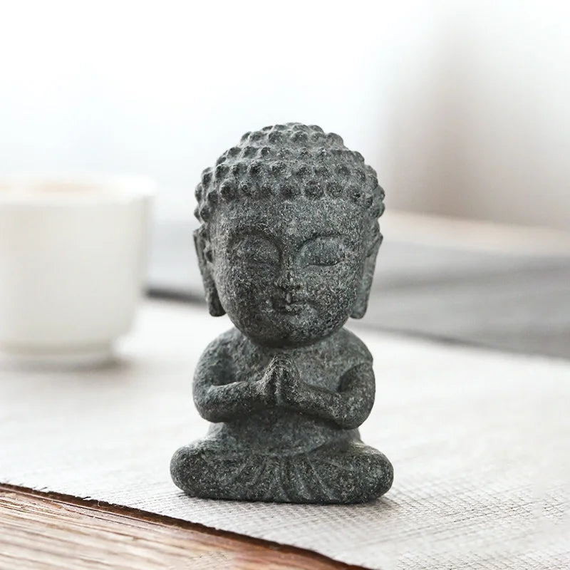 Buddha Statue Granite Sculpture Handmade Figurine Meditation Miniatures Ornament Home Decoration Crafts Creative Culture Gifts