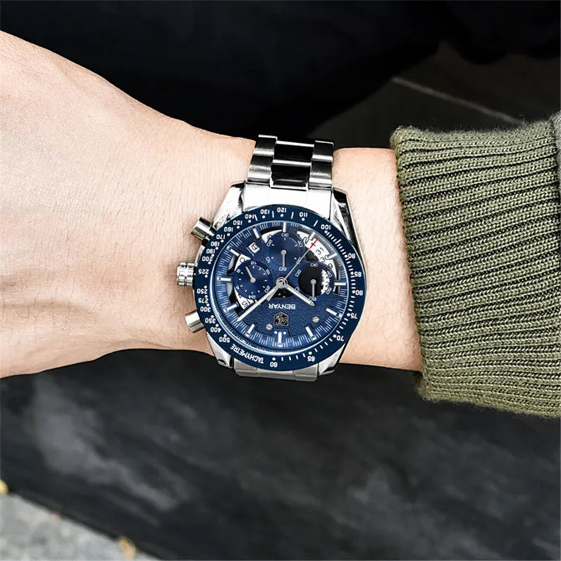 BENYAR Custom Logo Watch 5120 Classic Business Full Steel Watches Men Wrist Luxury New Quartz Male Wristwatches Montre Homme