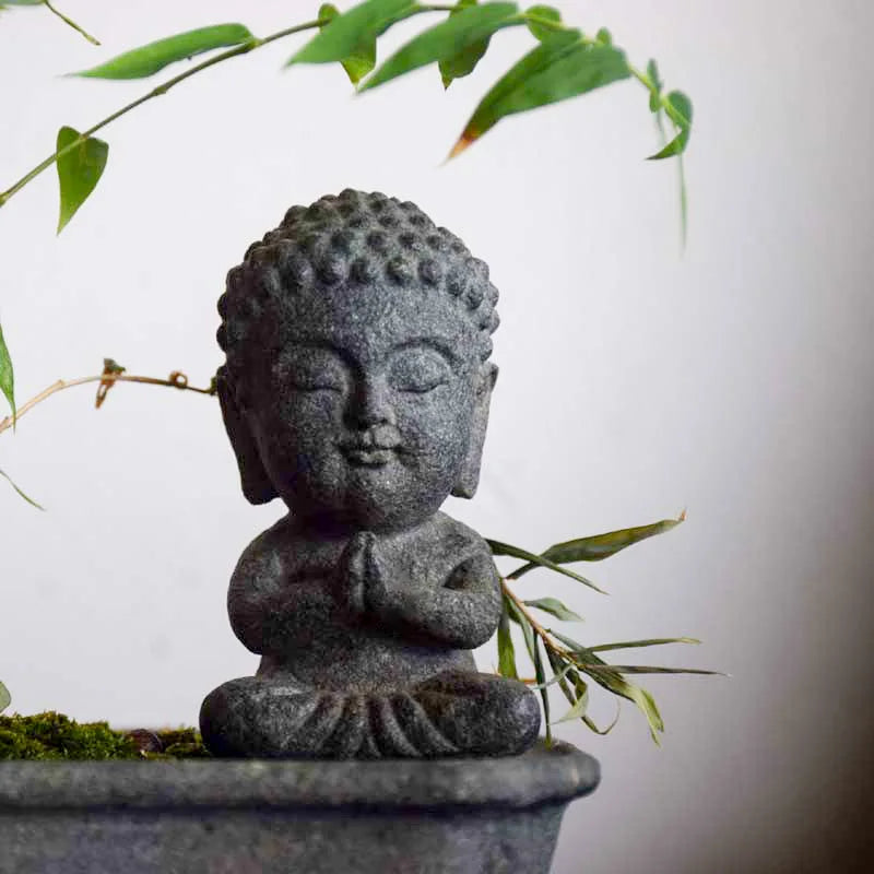 Buddha Statue Granite Sculpture Handmade Figurine Meditation Miniatures Ornament Home Decoration Crafts Creative Culture Gifts