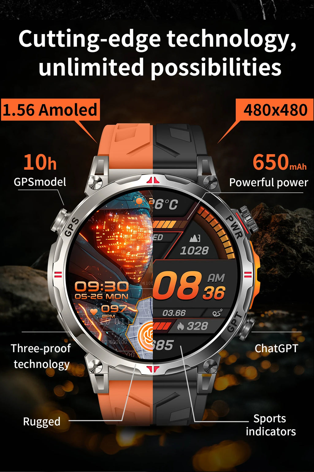 2026 New Outdoor GPS Sports Smartwatches Men Compass 10ATM Waterproof 24/7 Health Monitoring Chat GPT Bluetooth Call Smart Watch