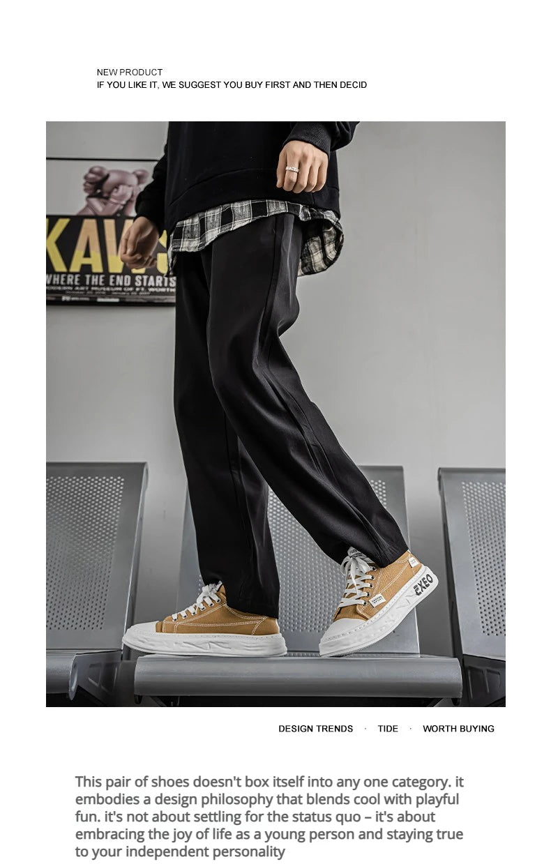 Casual Sneakers Sporty Design Trendy Flat Men's Canvas Shoes Breathable Low-Top Footwear Summer Winter Spring Autumn Wear