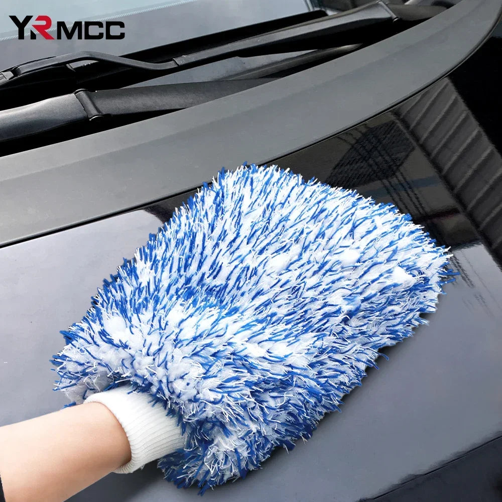 Car Washing Gloves Microfiber Strong Water Coral Velvet Cleaning Glove Soft Thickened Dust Removal Clean Tools Car Accessories
