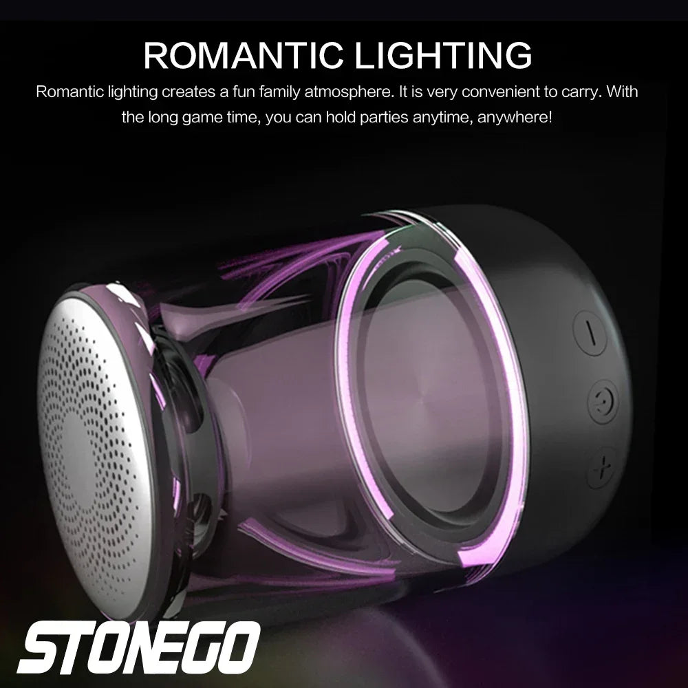 Colorful Portable Bluetooth Speaker Wireless Stereo TWS Transparent Crystal LED Music Player with TF Card