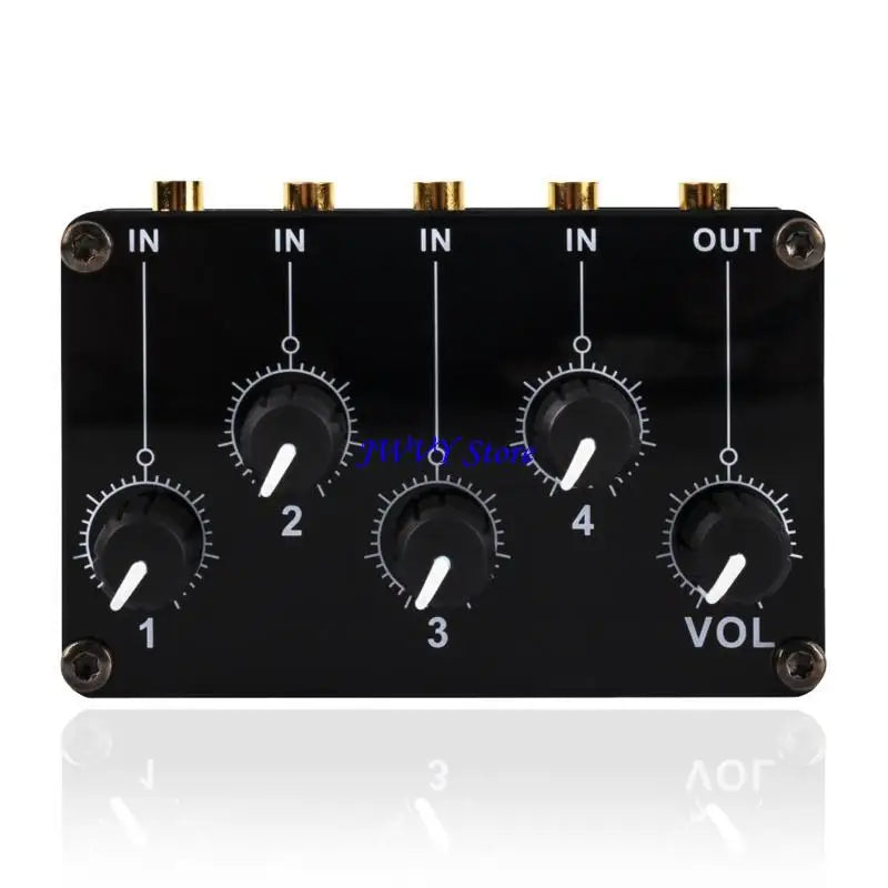 573A 4 Channel Line Mixer Portable Passive Analog Sound Mixing Console Highest Sound Quality Stereo Mixer