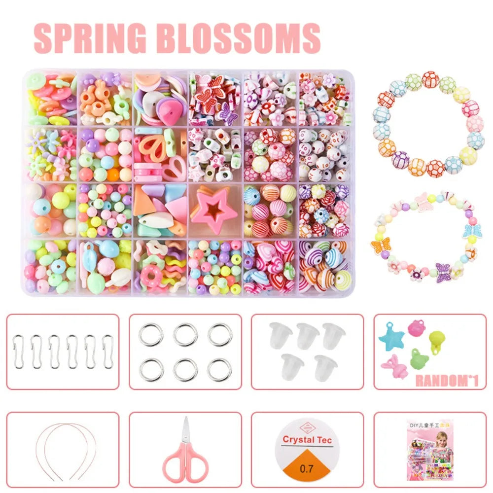 Arts Crafts DIY Handmade Beaded Kit Toy Jewelry Set Handmade Kit for Make Bracelets Beads Toys DIY Toy Kawaii