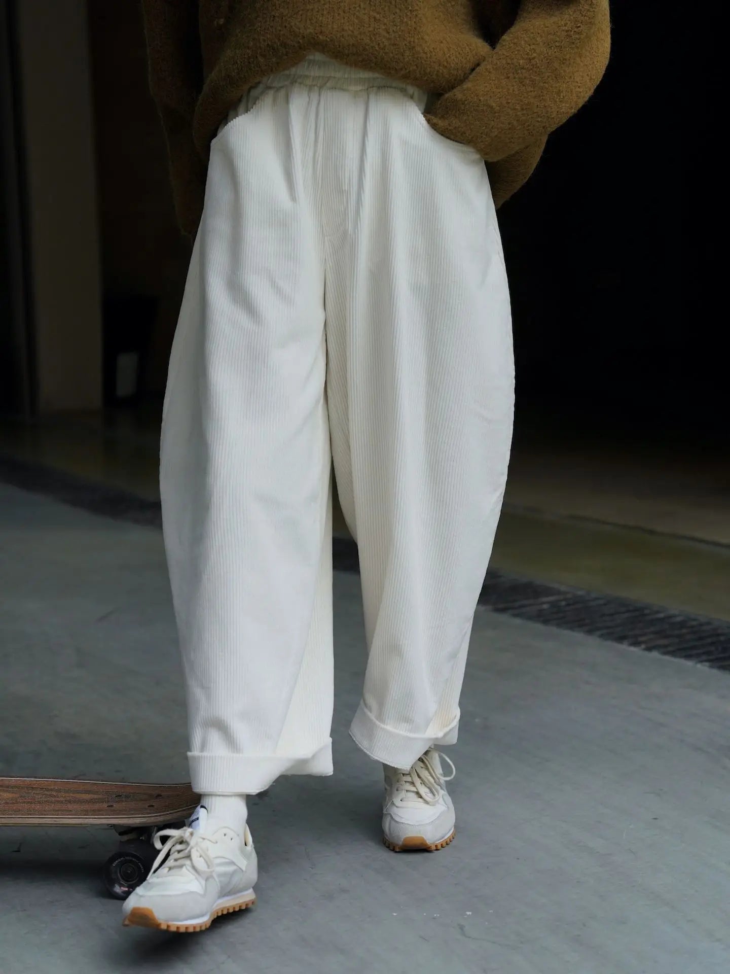 2025 Women Spring Fashion Big Wide Leg Pants Stretch High Waist Corduroy Pants Fashion Clothes 100% Cotton Pants Female Trousers
