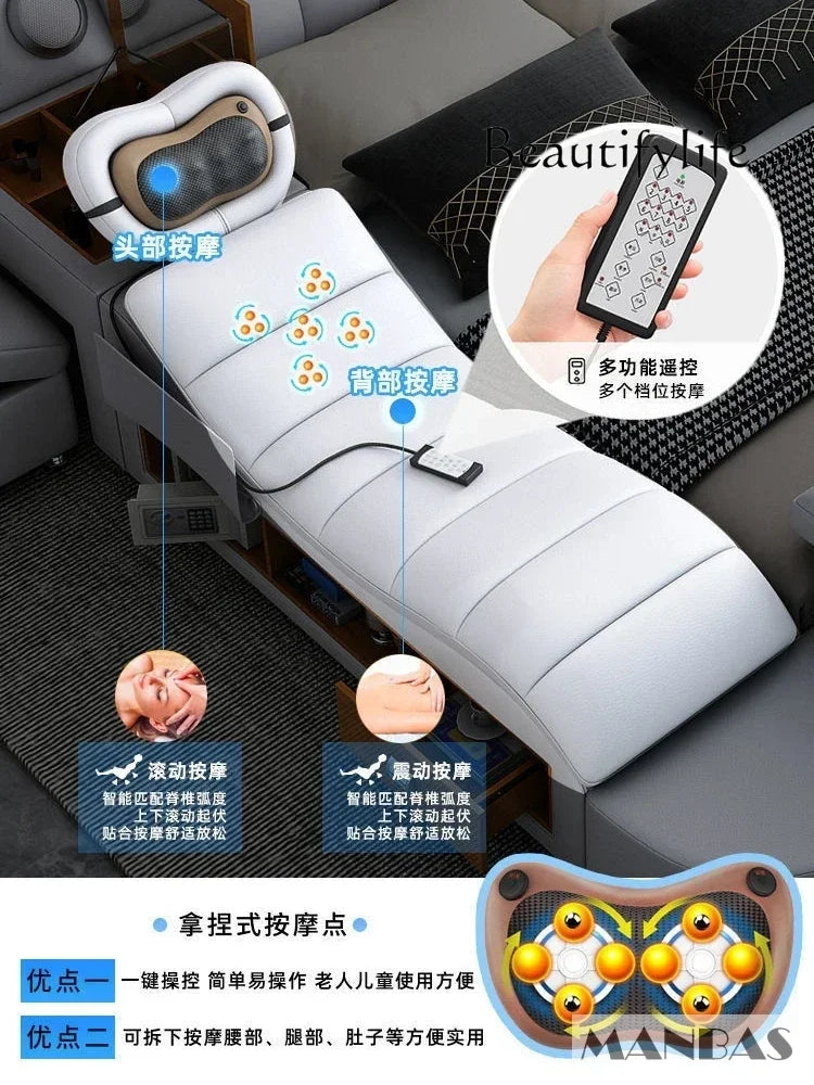 D MANBAS Tech Smart Genuine Leather Bed | Multifunctional Ultimate Beds | Massage Tatami Bed With Projecter | Upholstered Cama