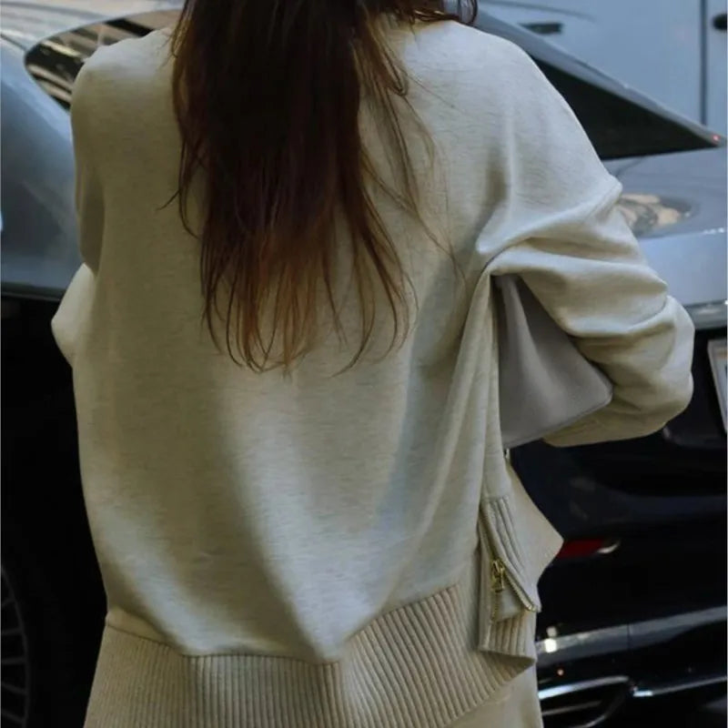 Fashion Autumn Spring Suit New Women's Long Sleeve Hoodie Sweatshirt Set Solid Color Casual Loose Pocket Pants Two Piece Outfit