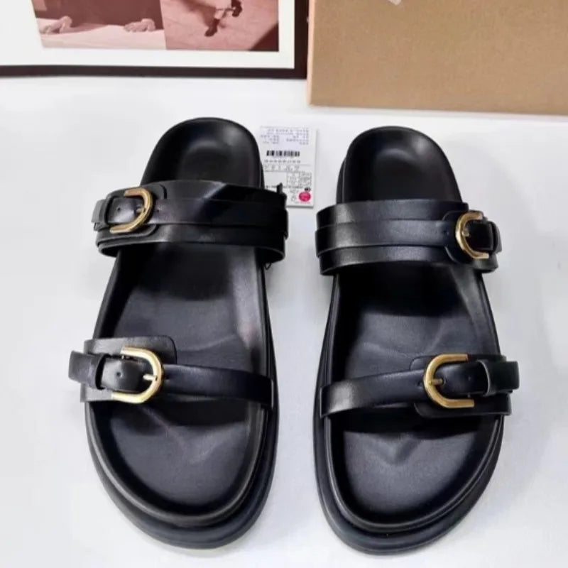 2025 Women's Summer Shoes Casual Platform Leopard Print Outside Beach Shoes for Ladies Open Toe Plus Size Fashion Footwear