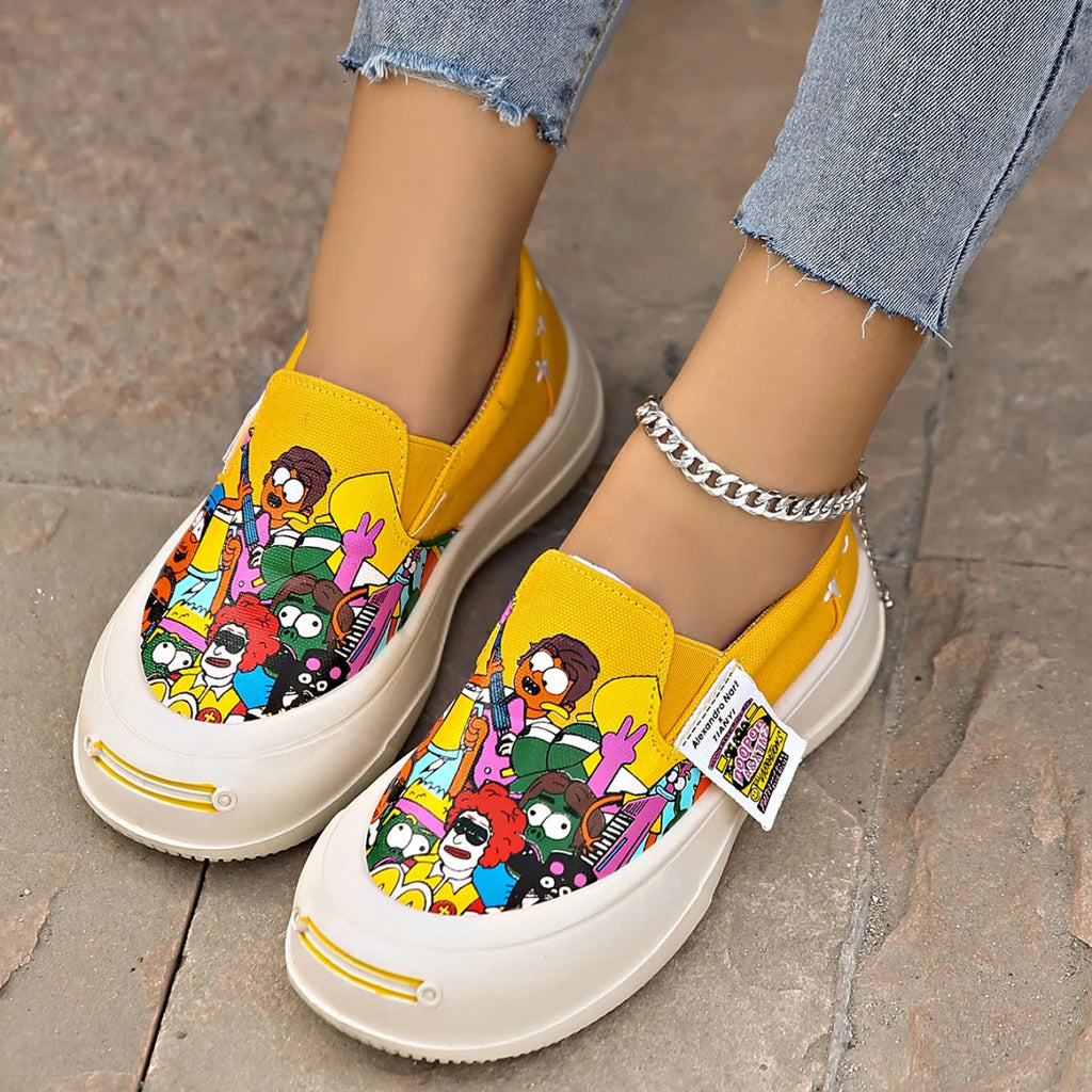 2025 New Women Flat Sneakers Casual Fashionable Canvas Shoes Women Style One Step Walking Sneakers Women Summer Zapatos De Mujer