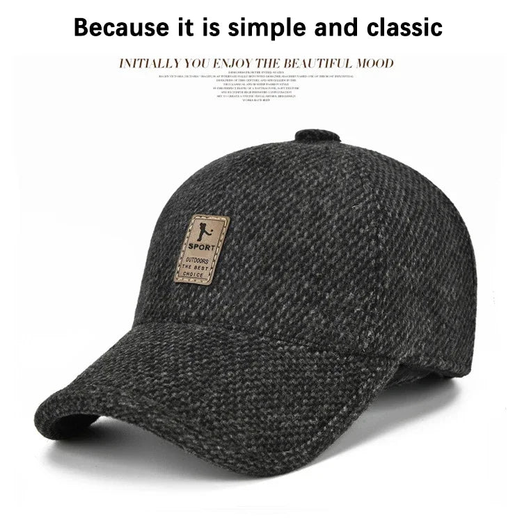 Baseball Cap Autumn Woolen Knitted Designer Men's Winter Cap Thicken Warm Hats with Earflaps Men's Brand Hats Dad Trucker Hats