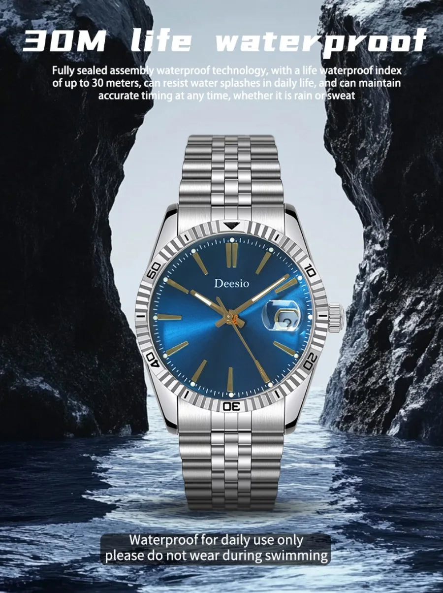 Deesio Automatic Mechanical Watch for Men Luxury Stainless Steel Waterproof Luminous Business Dress Wristwatch Sapphire Glass
